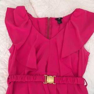 H&M pink dress with gold belt